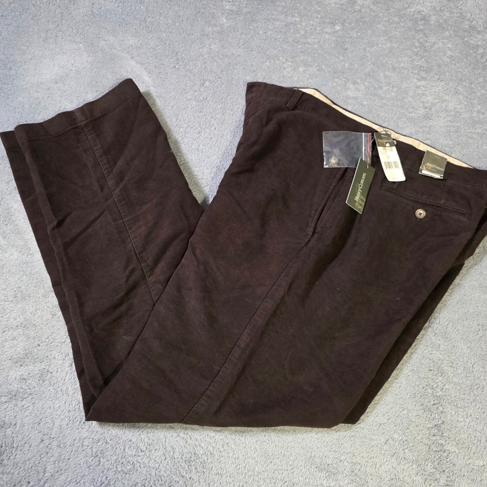 Henry Cottons Mens 36x34 Moleskin Trousers Brown Straight Leg Cotton Pants New